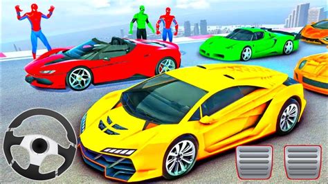 Spiderman Car Racing Challenge On Multi Rampa Superhero Youtube