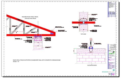 Roof Steel Truss Supported On Masonry Wall With Concrete Chainage Beam