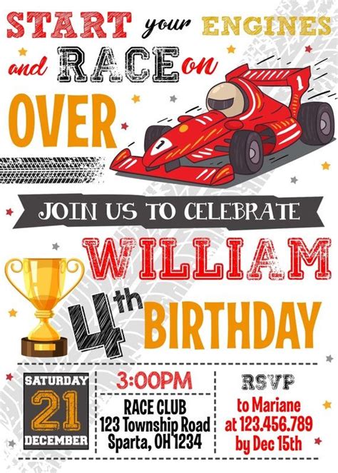 A Race Car Birthday Party Flyer