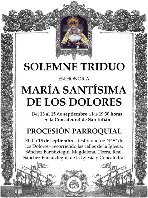 Solemne Triduo en honor a María Santísima de los Dolores Cofradía de