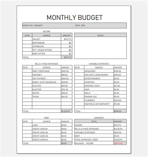 Monthly Budget Planner Budget Worksheet Personal Budget Sheet Instant ...