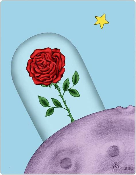 A Drawing Of A Red Rose On Top Of A Purple Object With Stars In The