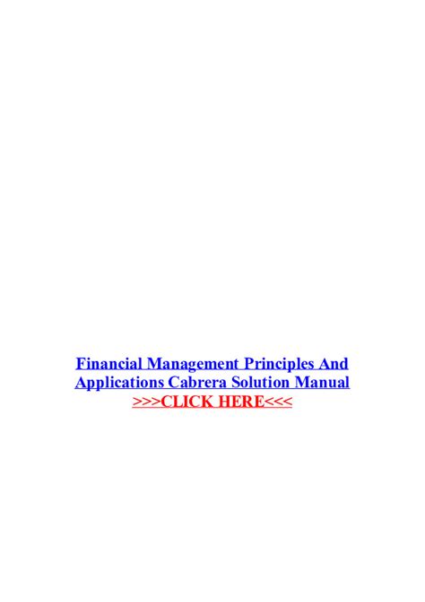 Financial Management Principles And Applications Cabrera Nbsppdf Pdfcoffeecom