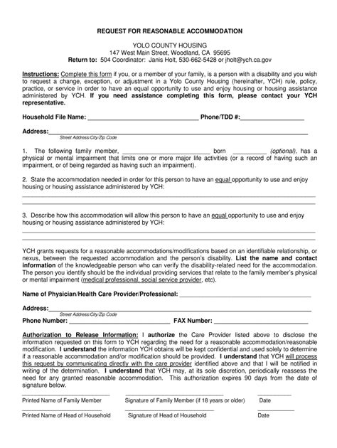 Fillable Online Reasonable Accommodation Request Form Draftdocx Fax