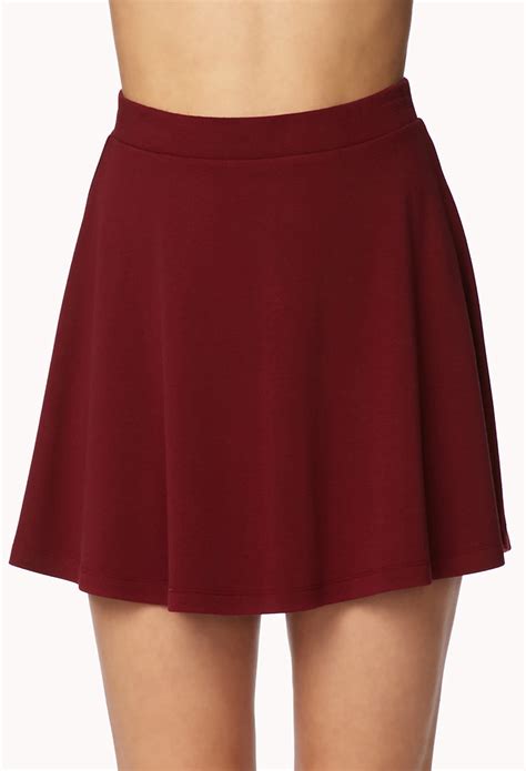 Forever 21 Knit Skater Skirt In Red BURGUNDY Lyst