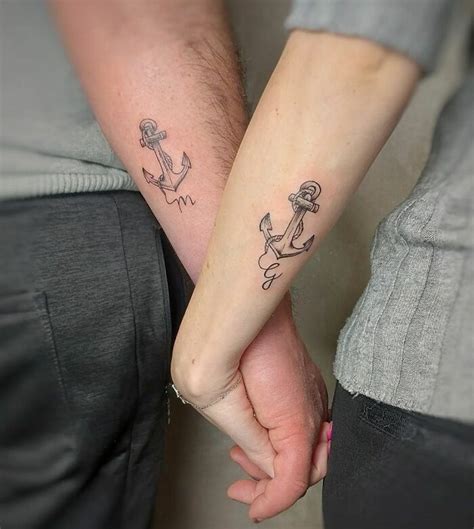 Matching Anchor Tattoos For Couples