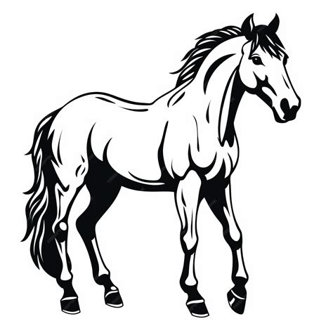 Premium Photo Black And White Horse Drawing Hd Stencil Style Svg