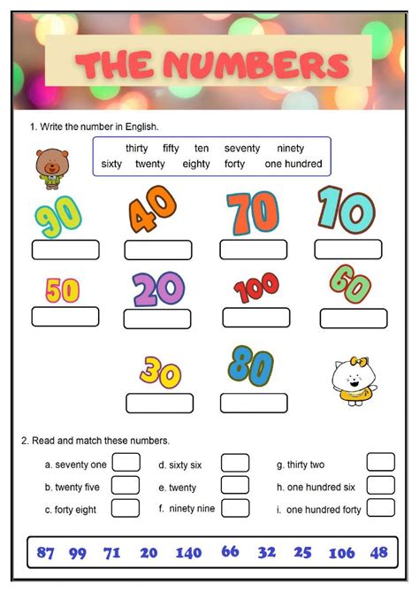 Numbers Exercises For Elementary Students Numbers Ejercicio