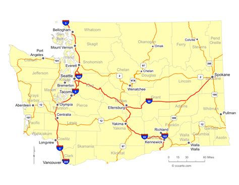 Map Of Washington Cities Washington Interstates, Highways, 59% OFF