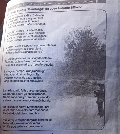 Leo la poesía Pandorga de José Antonio Bilbaocontesto Cuál es el