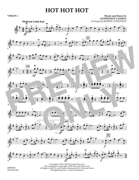 Hot Hot Hot Violin 1 By Robert Longfield Sheet Music For Orchestra At Sheet Music Direct