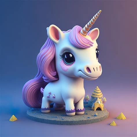 Un Unicornio Blanco Con Cabello Morado Y Cabello Morado Se Encuentra