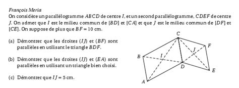 théorème des milieux parallélogramme