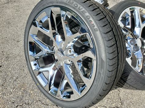 24 Fits Chevy Silverado Wheels And Tires Package Snowflake Ck156 1500 Chrome Rims Ebay