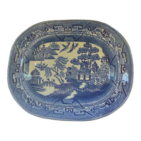 Antique Wedgwood Blue Willow Platter Chairish