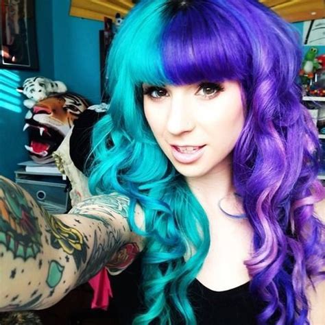 Half Teal And Half Purple Hair