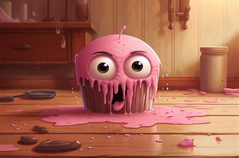 Premium Photo Cupcake Throw Up Cartoon Cartoon Mascot