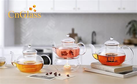 Cnglass Glass Teapot Stovetop Safeclear Teapot With Removable Infuser