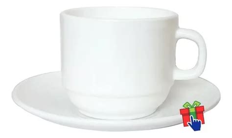 Set Tazas Desayuno Platos Vidrio Opalino Templado Ml