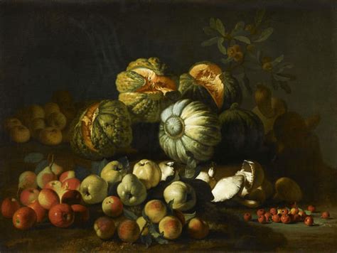 Peintre De Carlo Torre Nature Morte Aux Fruits Et Aux Champignons