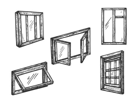 House Wooden Old Windows Sketch Engraving Vector Illustration Scratch