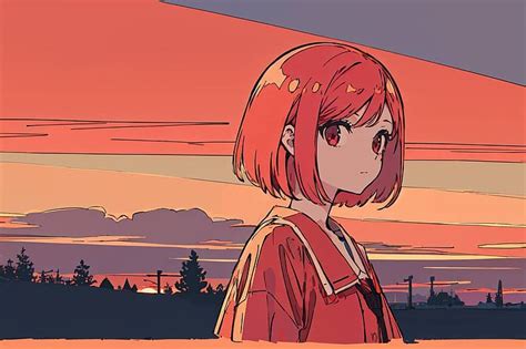 Online crop | HD wallpaper: anime girls, sunset, red, Sky Bri, Rasperry ...