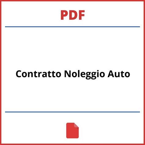 Contratto Noleggio Auto Pdf