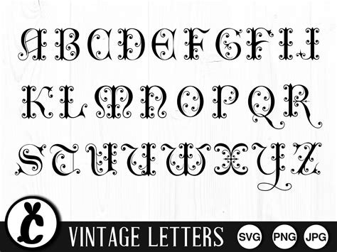 Vintage Letters Svg Png  Digital Cut Files Cricut Etsy