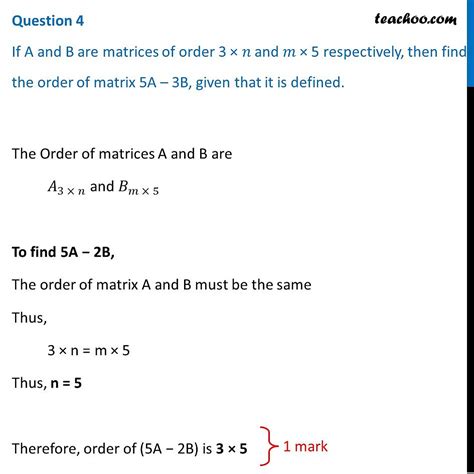 If A And B Are Matrices Of Order X N And M Respectively Then