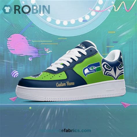 Seattle Seahawks Mascot Logo NFL Custom Name Air Force 1 AF1 Shoes - RobinPlaceFabrics