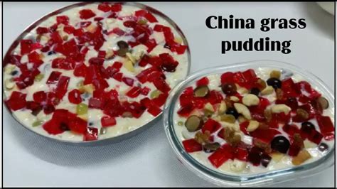 China Grass Mix Fruit Pudding China Grass Pudding Pudding Recipe Youtube