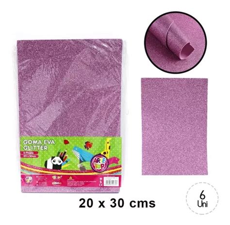 Goma Eva Glitter Color Lila 20 X 30 Set 6 Unid Cuotas sin interés