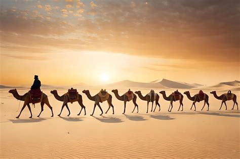 Premium Photo | A man is riding a camel in the desert.