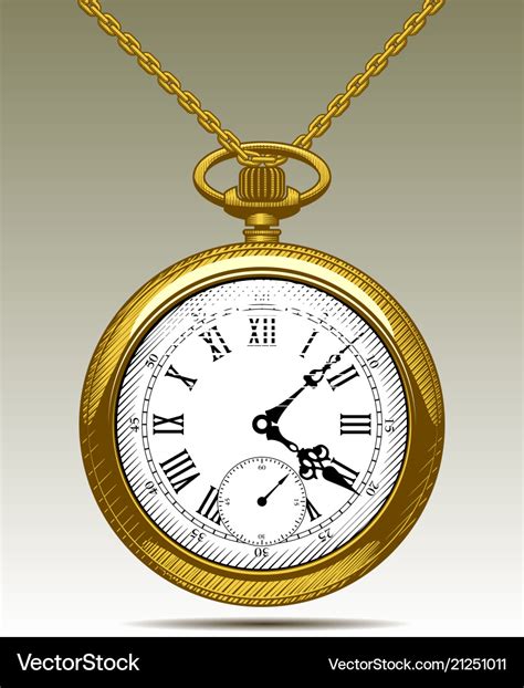 Gold Old Clock On A Chain Royalty Free Vector Image