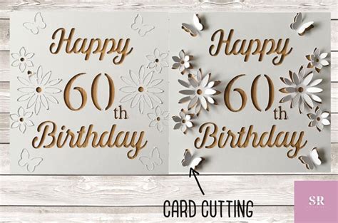 Svg 3d Pop Up 60th Birthday Card Digital Download Happy Etsy Uk