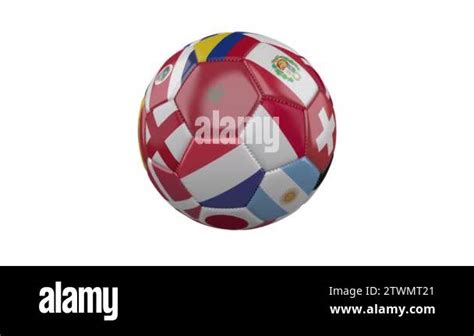 Rotating Soccer Ball With Flags Of The Countries Of The World On A