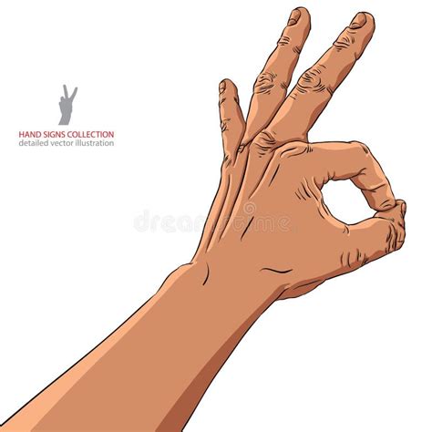 Okay Hand Sign Detailed Black And White Lines Vector Illustration