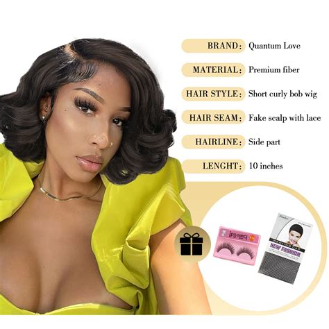 Quantum Love Short Curly Bob Wigs Loose Wave Side Part Wig For Black Women Short Body Wave Bob