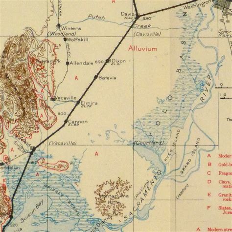 Antique Map Sacramento Valley California, 1915