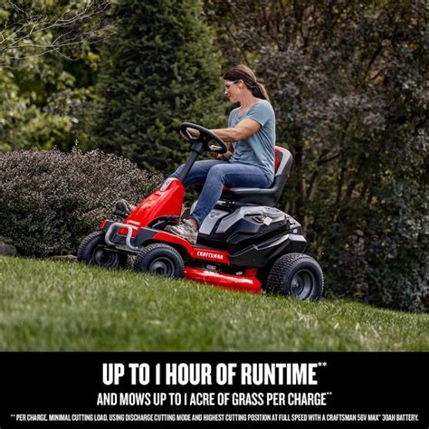 Craftsman Battery Powered Mini Riding Mower 30 In 56 Volt Lithium Ion Electric Riding Lawn Mower