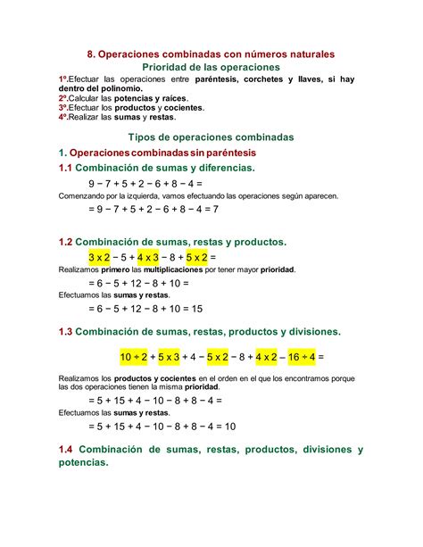 6 Operacionescombinadasconnumerosnaturales Docx Descarga Gratuita