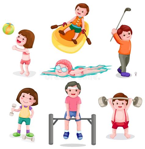 Set of activity exercise stock vector. Image of drawing - 19927565