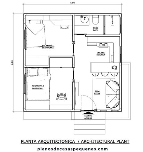 Plano De Casa 6x6 Metros Idea De Casa Pequeña