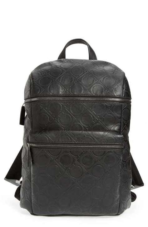 Salvatore Ferragamo Gancio Embossed Leather Backpack Embossed Leather