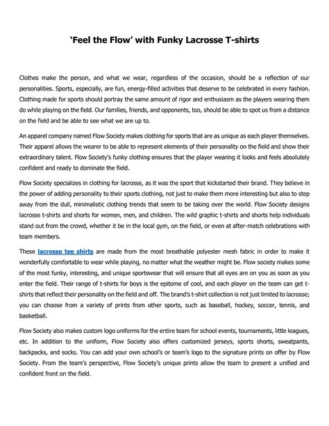 ‘Feel the Flow’ with Funky Lacrosse T-shirts by Flow Society - Issuu