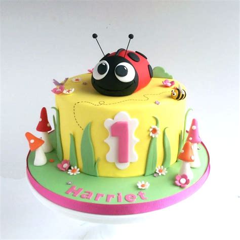 Ladybird Themed Birthday Cake Via Swirls Bakery In Nottingham