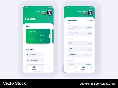 Finance App Ui Design Concept With Transaction Vector Image