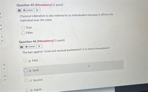 Solved Question 45 Mandatory 1 Point Classical Chegg