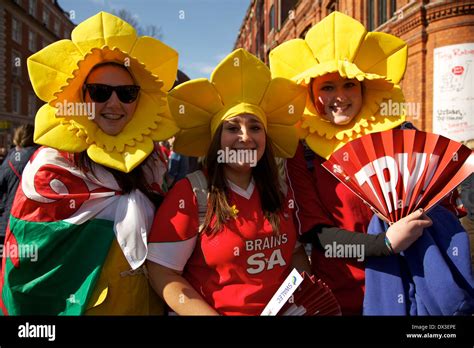 Welsh Rugby Supporters Wear Fancy Dress Outside Cardiff Millennium