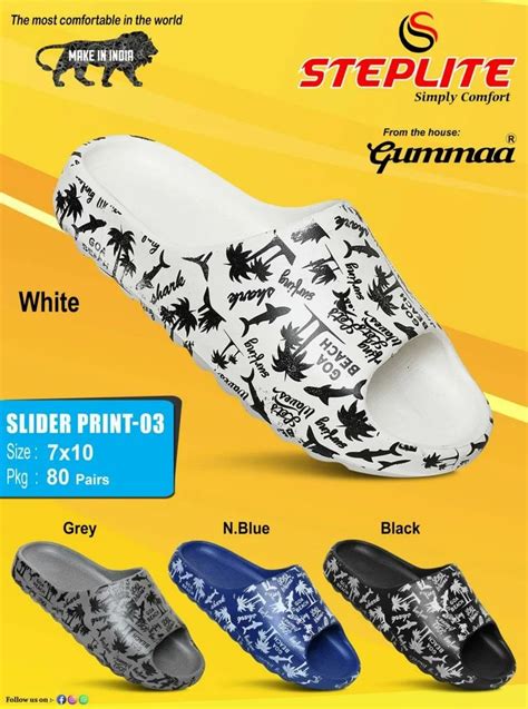 EVA Color White Slider Print 03 Steplite Men Flip Flop Slipper At Rs